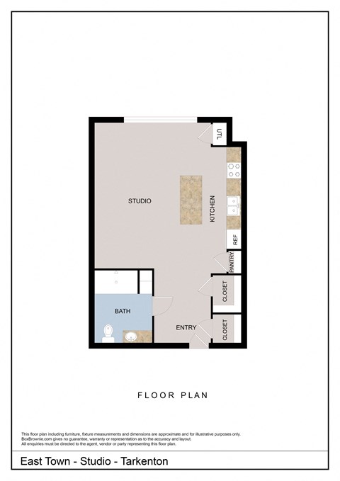 Floor plan for studio, 1 bath, 515 sqft
